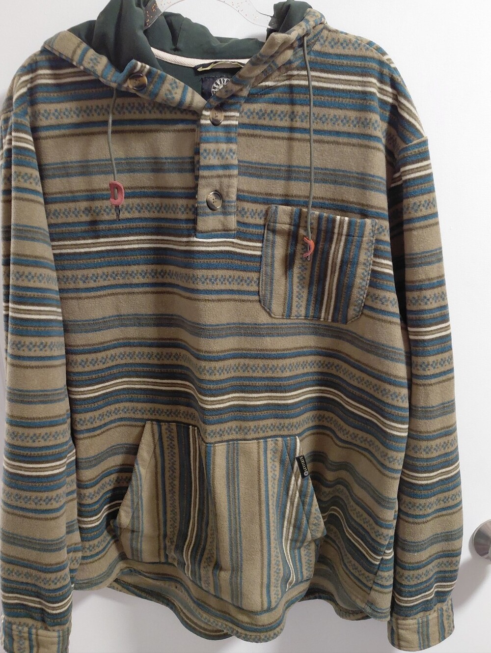 Men's Levitate Green Striped Hooded Pullover Sweatshirt Recycled Material
